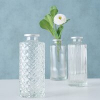 Vase im 3er Set aus Glas in Flaschenform Tischdekoration