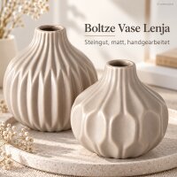 Deko Vase Beige Set 11cm Greige - Steingut Vase geometrisch matt