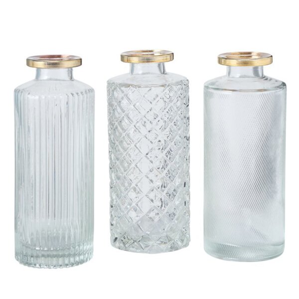 Vase im 3er Set aus Glas in Flaschenform Tischdekoration