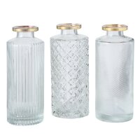 Vase im 3er Set aus Glas in Flaschenform Tischdekoration