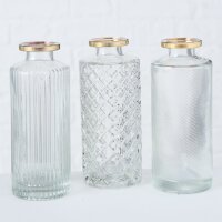 Vase im 3er Set aus Glas in Flaschenform Tischdekoration