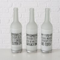 Flaschen Teelichthalter im 3er Set aus Glas, lackiert und bedruckt Höhe 29 cm Sommerparty