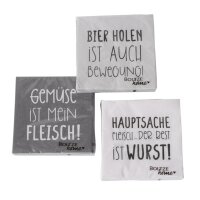 Servietten Grillen Sprüche 3er Set 60 Stück