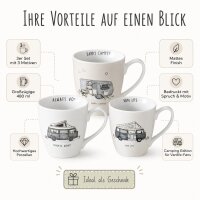 Jumbobecher Vanlife 480ml Bunt Dunkelblau Porzellan Camping Becher