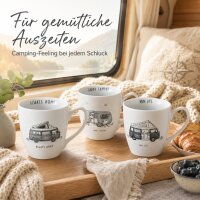 Jumbobecher Vanlife 480ml Bunt Dunkelblau Porzellan Camping Becher