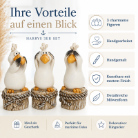 Boltze Home Dekofiguren Harrys 3er-SET aus Kunstharz
