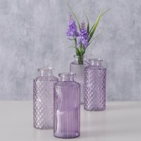 Blumenvase im 4er Set aus Glas in Flaschenform - Lila