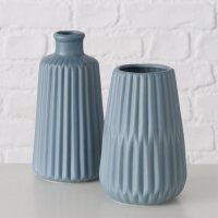 Deko Vase im 2er Set aus Keramik Mattes Design- Blau