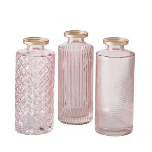 Vase im 3er Set aus Glas in Flaschenform Tischdekoration