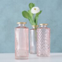 Vase im 3er Set aus Glas in Flaschenform Tischdekoration