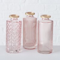 Vase im 3er Set aus Glas in Flaschenform Tischdekoration