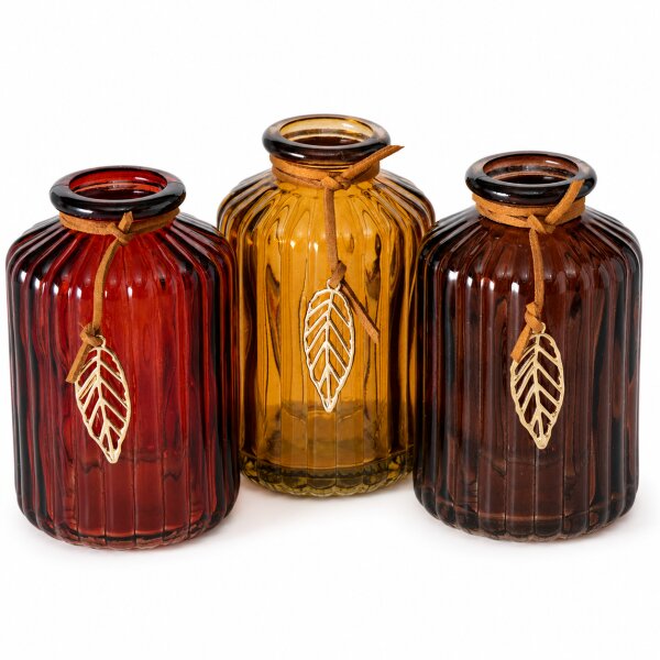 Boltze Vase Bilona 3er-Set in warmen Brauntönen
