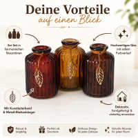 Boltze Vase Bilona 3er-Set in warmen Brauntönen