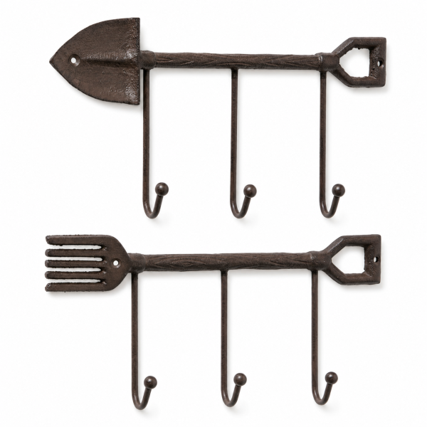Boltze Garderobenhaken Tibeta 2er Set – Gusseisen Wandhaken in Braun