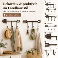 Boltze Garderobenhaken Tibeta 2er Set – Gusseisen Wandhaken in Braun