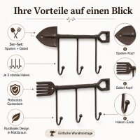 Boltze Garderobenhaken Tibeta 2er Set – Gusseisen Wandhaken in Braun
