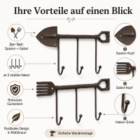 Boltze Garderobenhaken Tibeta 2er Set – Gusseisen Wandhaken in Braun