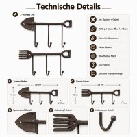 Boltze Garderobenhaken Tibeta 2er Set – Gusseisen Wandhaken in Braun