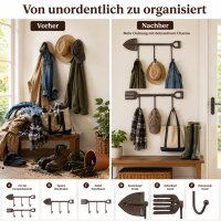 Boltze Garderobenhaken Tibeta 2er Set – Gusseisen Wandhaken in Braun