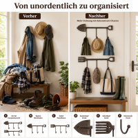 Boltze Garderobenhaken Tibeta 2er Set – Gusseisen Wandhaken in Braun