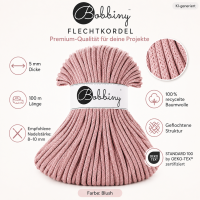 Baumwollkordeln - Flechtkordeln 5 mm - 100m Blush