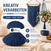 Flechtkordel 5mm 100m Blau Jeans - Makramee Garn Baumwolle
