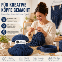 Flechtkordel 5mm 100m Blau Jeans - Makramee Garn Baumwolle