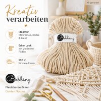 Baumwollkordel 5mm 100m Natur - Makramee Kordel Golden Natural