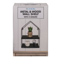 Wandregal mit 2 Holzböden Metallrahmen 21 x 31 x 9,5 cm