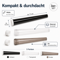 Aufbewahrungsröhrchen 3er-Set aus Kunststoff mit Schraubverschluss