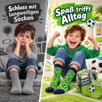 Magische Socken Kinder 20x15cm Grün Grasgrün Baumwolle Fußballmotiv