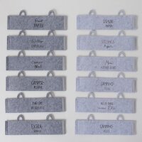 Boltze Dekoaufsteller Banderole Toilett-Papier Camping-Edition, 12 sort., Rund, H 14 cm, Polyester-Filz, Einfarbig, Spruch/Text Polyester-Filz grau