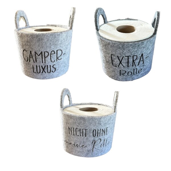 Dekoaufsteller Banderole Toilett-Papier Camping-Edition, Einfarbig, Camper Luxus, Extra Rolle, Nicht ohne meine Rolle