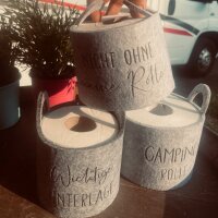 Dekoaufsteller Banderole Toilett-Papier Camping-Edition, Einfarbig, Camper Luxus, Extra Rolle, Nicht ohne meine Rolle