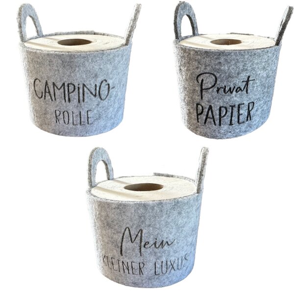 Dekoaufsteller Banderole Toilett-Papier Camping-Edition, Einfarbig,Privat Papier,Camping Rolle,Mein kleiner Luxus