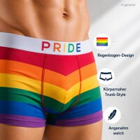 Herren Boxershorts Regenbogen L Bunt Pride Trunk mit Stretch