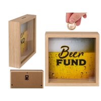 Holz-Spardose Beer Fund 20 x 20 cm
