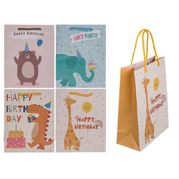 Papier-Geschenktüte Geburtstags-Tiere