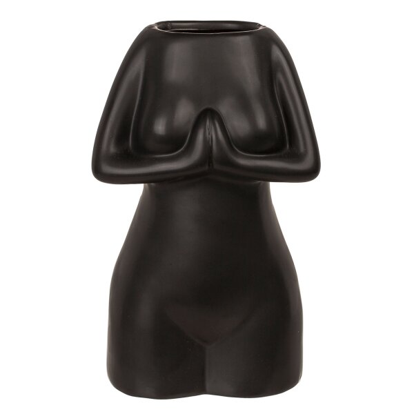 Kermaik-Vase Womens Body Schwarz 11 x 9 x 18 cm