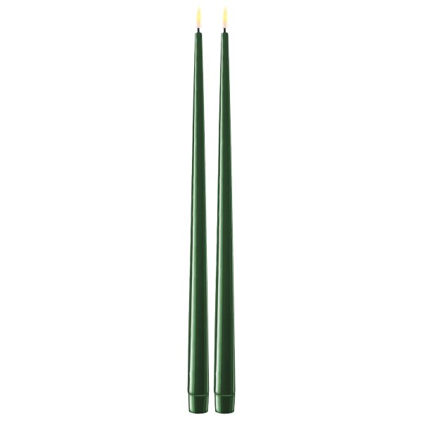 OUTLET - B - Ware -  Dunkelgrün LED Stabkerze mit Lack, 2 stck (38 cm)  - 1 Kerze funktioniert nicht