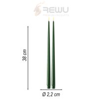 OUTLET - B - Ware -  Dunkelgrün LED Stabkerze mit Lack, 2 stck (38 cm)  - 1 Kerze funktioniert nicht