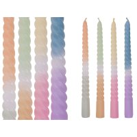 Gedrehte Spitzkerze mit Farbverlauf Pastellfarben 4er-SET