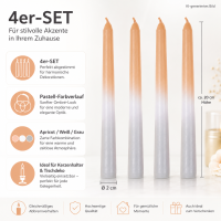 Spitzkerze mit Farbverlauf 4er-SET Pastellfarben Apricot/Grau