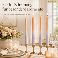 Spitzkerze mit Farbverlauf 4er-SET Pastellfarben Apricot/Grau