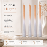 Spitzkerze mit Farbverlauf 4er-SET Pastellfarben Apricot/Grau