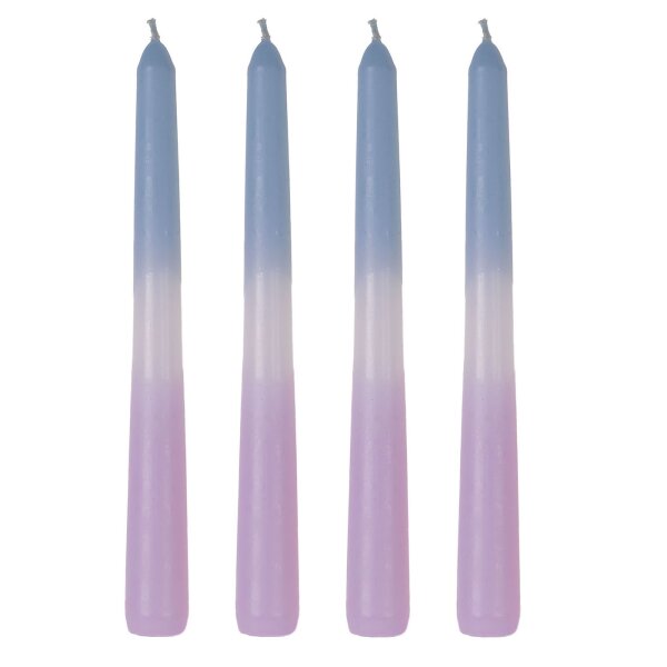 Spitzkerze mit Farbverlauf 4er-SET Pastellfarben Lila/Blau