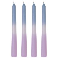Spitzkerze mit Farbverlauf 4er-SET Pastellfarben Lila/Blau
