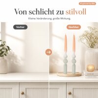 Echtwachskerze Gedrehte Spitzkerze mit Farbverlauf Apricot/Grau 2er-SET