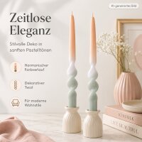 Echtwachskerze Gedrehte Spitzkerze mit Farbverlauf Apricot/Grau 2er-SET