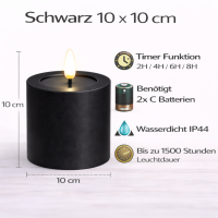 LED Kerze Outdoor Schwarz 10 x 10 cm